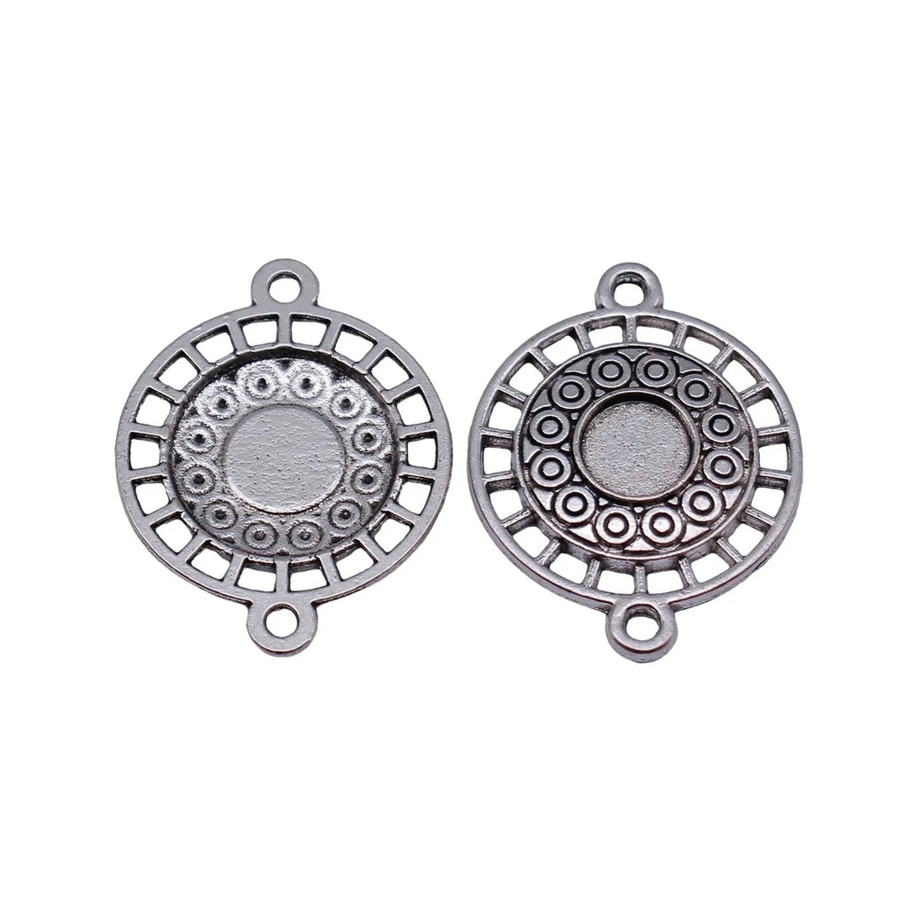 25x19mm 1.5g Antique Silver Zinc Alloy Radial Round Ring Connector Charm for DIY Jewelry Making