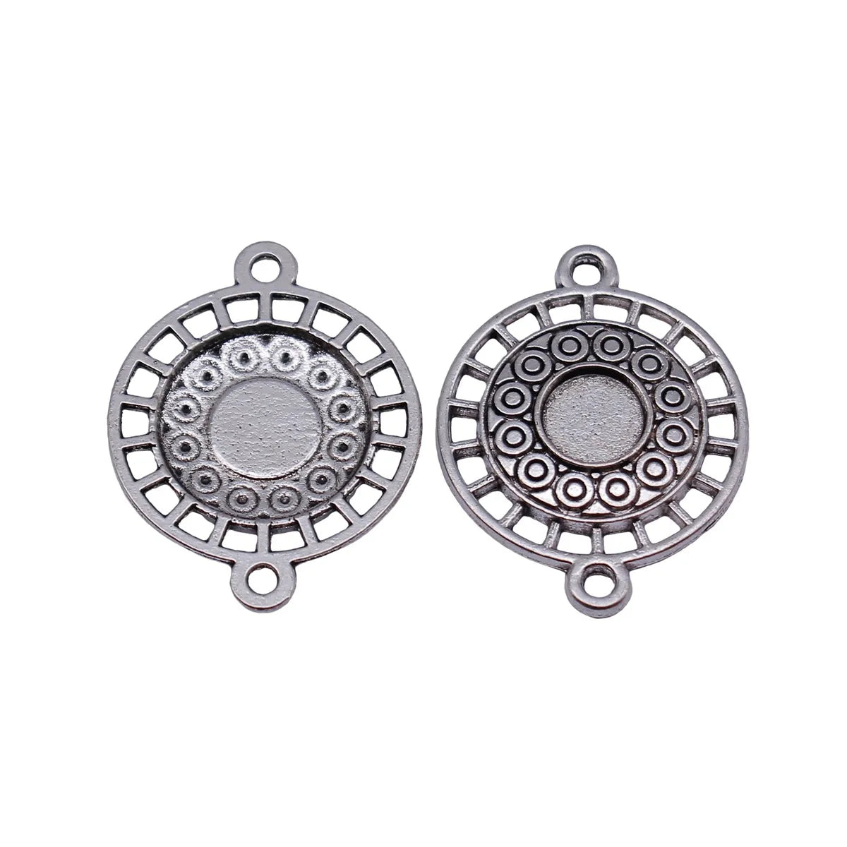 25x19mm 1.5g Antique Silver Zinc Alloy Radial Round Ring Connector Charm for DIY Jewelry Making