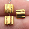 8.7x8.5x3.4mm 0.88g Antique Gold Tone Zinc Alloy Striped Square Flat Spacer Beads for DIY Bracelet Making
