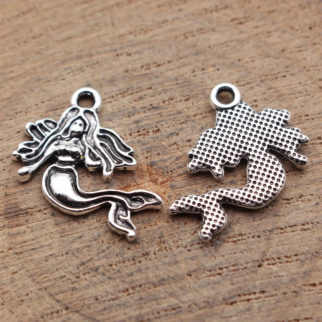 18x14mm 0.9g Multicolor Zinc Alloy Mermaid Charm Pendant for DIY Necklace Bracelet Earring Making