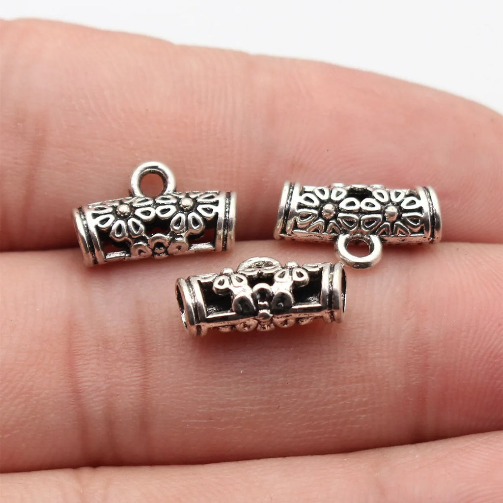 14x8.7x5.2mm 0.7g Multicolor Zinc Alloy Flower Three-Hole Pendant Bail Connector for DIY Necklace Making