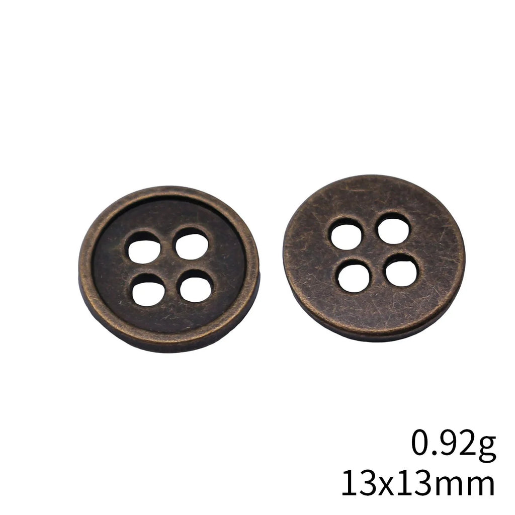 13x13mm 0.92g Antique Bronze Zinc Alloy Round Button Jewelry Findings for DIY Bracelet and Necklace Decor