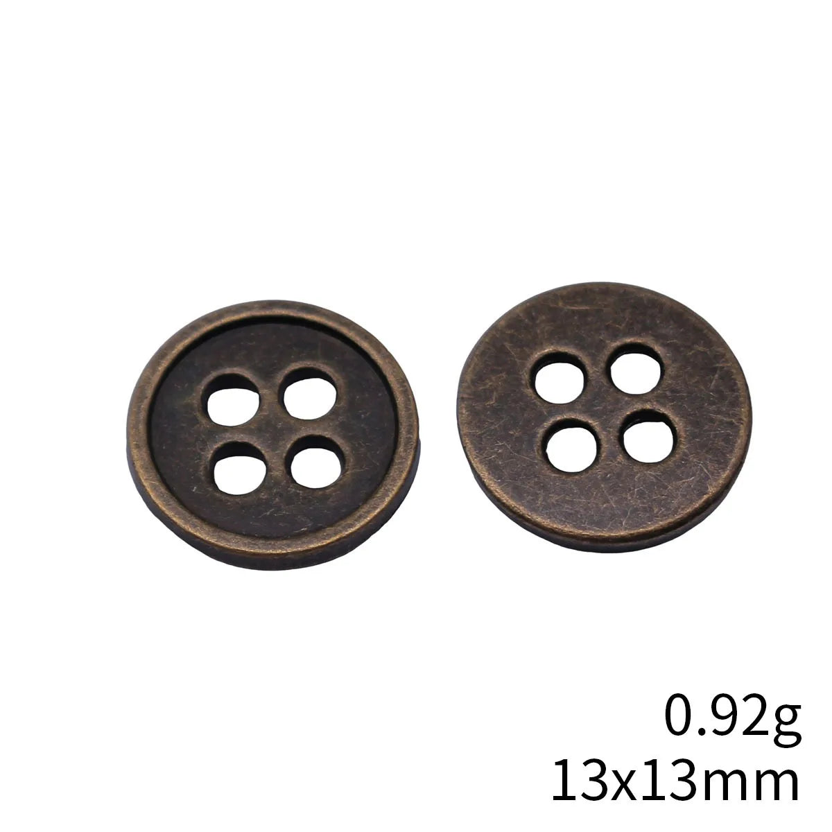 13x13mm 0.92g Antique Bronze Zinc Alloy Round Button Jewelry Findings for DIY Bracelet and Necklace Decor
