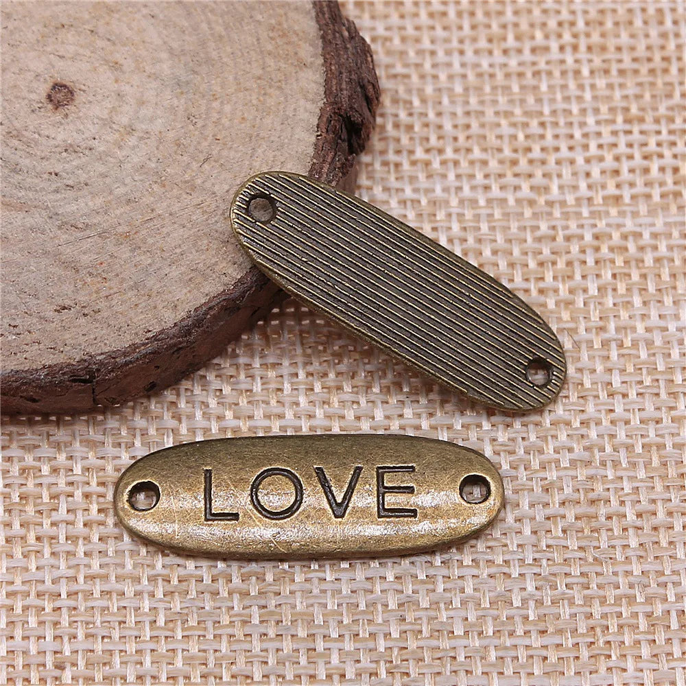 34x11mm 3.1g Multicolor Zinc Alloy LOVE Connector Charm for Bracelet Necklace DIY Jewelry Making