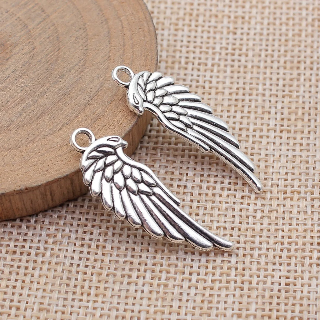 34x11mm 2.1g Multicolor Zinc Alloy Wing Charm Pendant for DIY Necklace Bracelet Jewelry Making