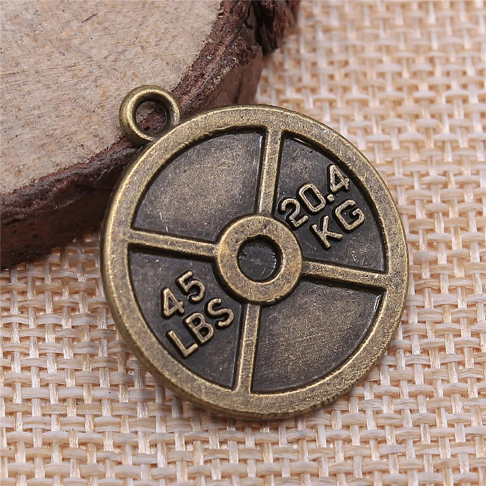 28x24mm 3.5g Multicolor Zinc Alloy Weight Plate Charm Pendant for DIY Fitness Theme Jewelry