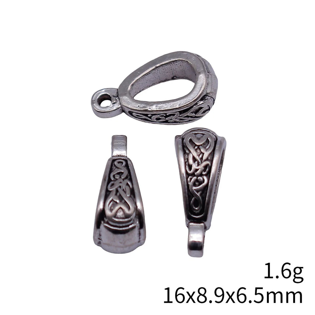 16x8.9x6.5mm 1.6g Antique Silver Zinc Alloy Carved Floral Three Hole Bail Connector for DIY Pendant Making