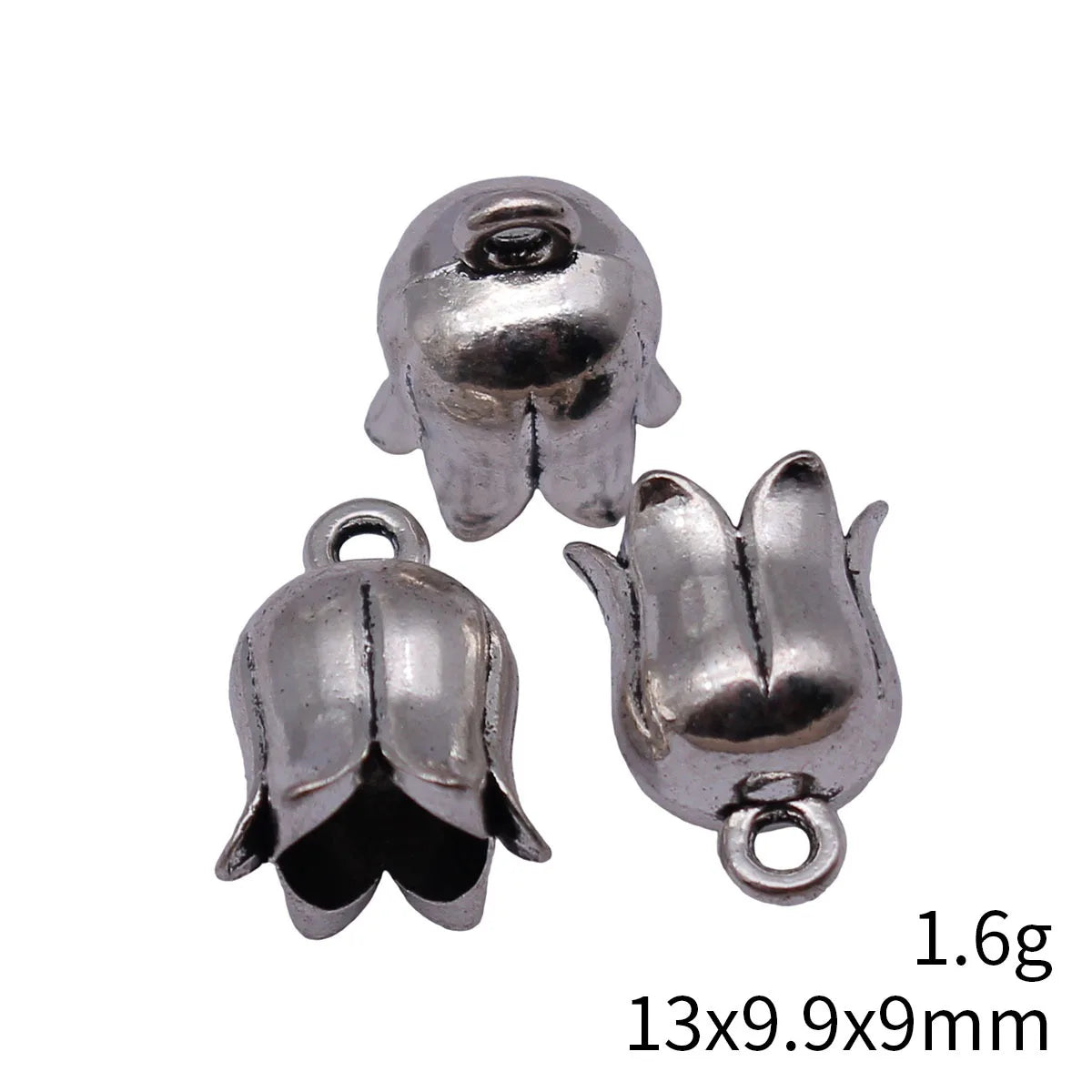13x9.9x9mm 1.6g Antique Silver Zinc Alloy Flower Tassel Cap End Findings for DIY Pendant Jewelry Making