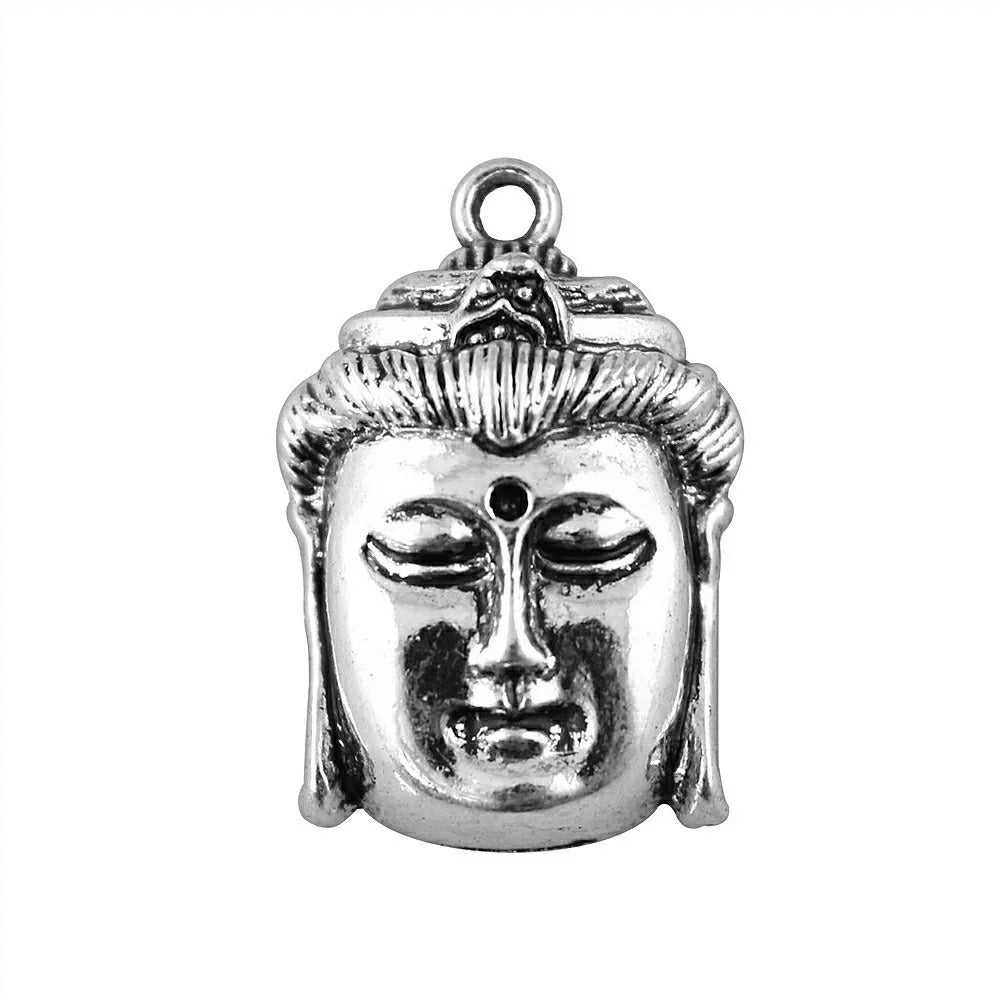 32x22mm 5.3g Antique Silver Zinc Alloy Buddha Head Charm Pendant for DIY Necklace Bracelet Making