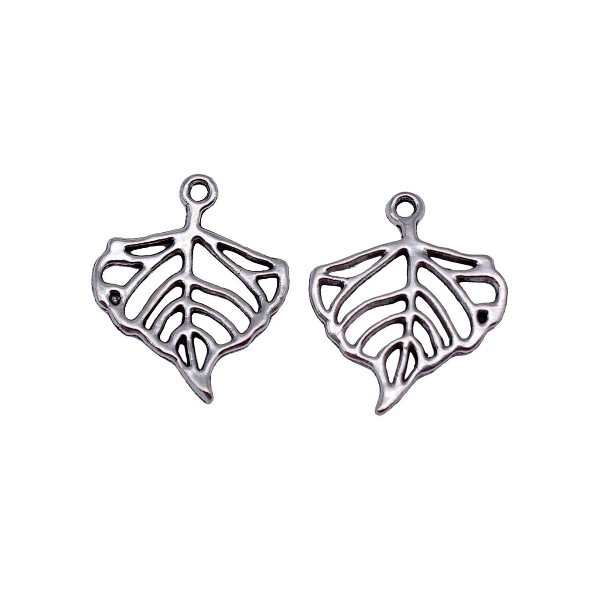 20x17mm 0.78g Antique Silver Zinc Alloy Hollow Leaf Charm Pendant for DIY Necklace Bracelet Making