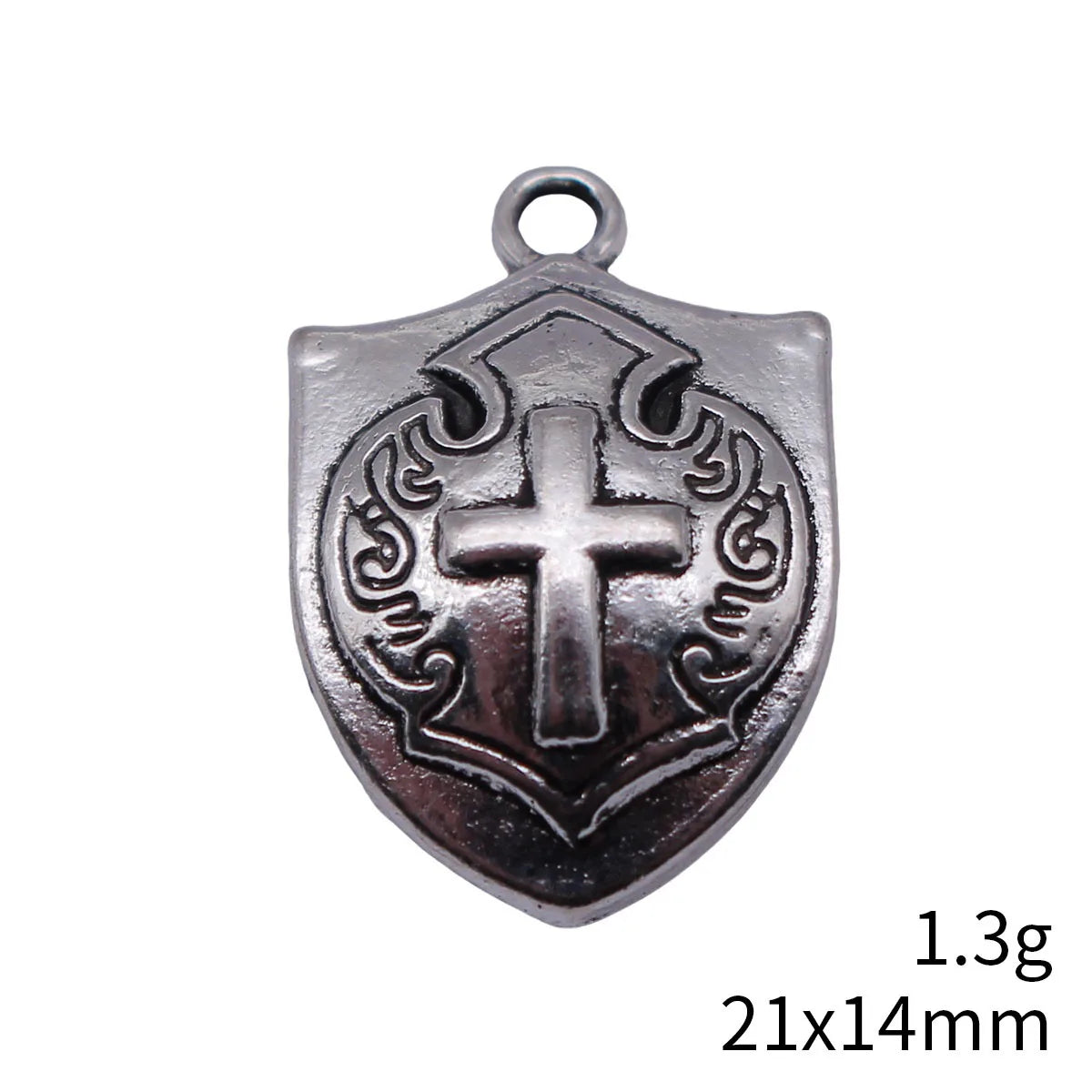 21x14mm 1.3g Antique Silver Zinc Alloy Cross Shield Charm Pendant for DIY Bracelet Necklace Making