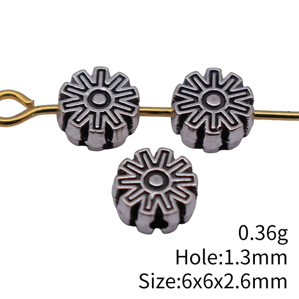 6x6x2.6mm 0.36g Antique Silver Zinc Alloy Gear Texture Spacer Beads Loose Metal Beads for DIY Bracelet Making
