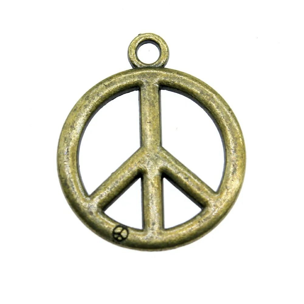 27x23mm 2g Antique Bronze Zinc Alloy Peace Symbol Charm Pendant for DIY Necklace Bracelet Jewelry