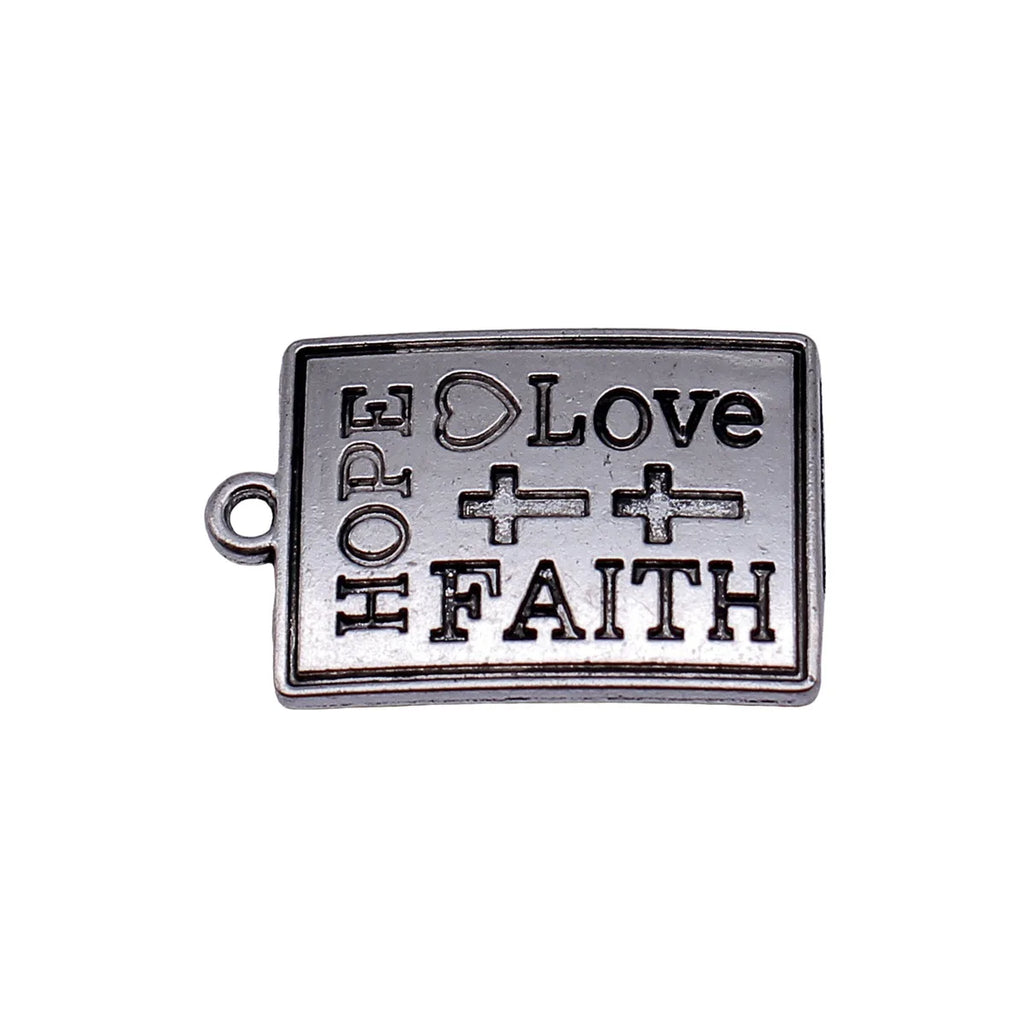 30x19mm 4.9g Antique Silver Zinc Alloy HOPE LOVE FAITH Cross Charm Pendant for DIY Jewelry Making