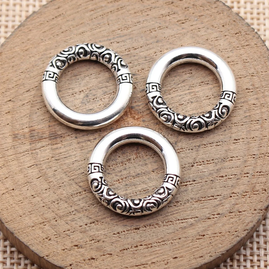 18x18x3.5mm 2.7g Antique Silver Zinc Alloy Round Ring Charm Pendant for Necklace Bracelet Making
