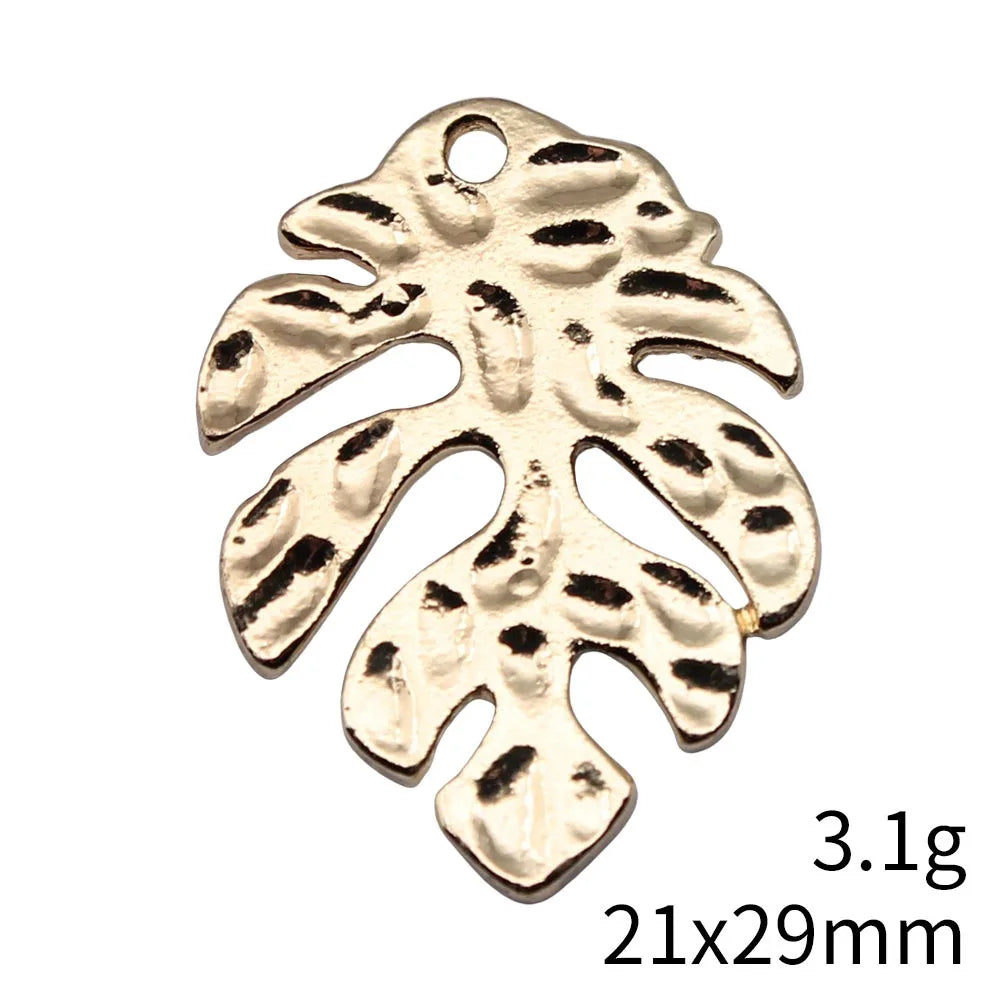 21x29mm 3.1g KC Gold Zinc Alloy Leaf Charm Pendant for Necklace Bracelet DIY Jewelry Making