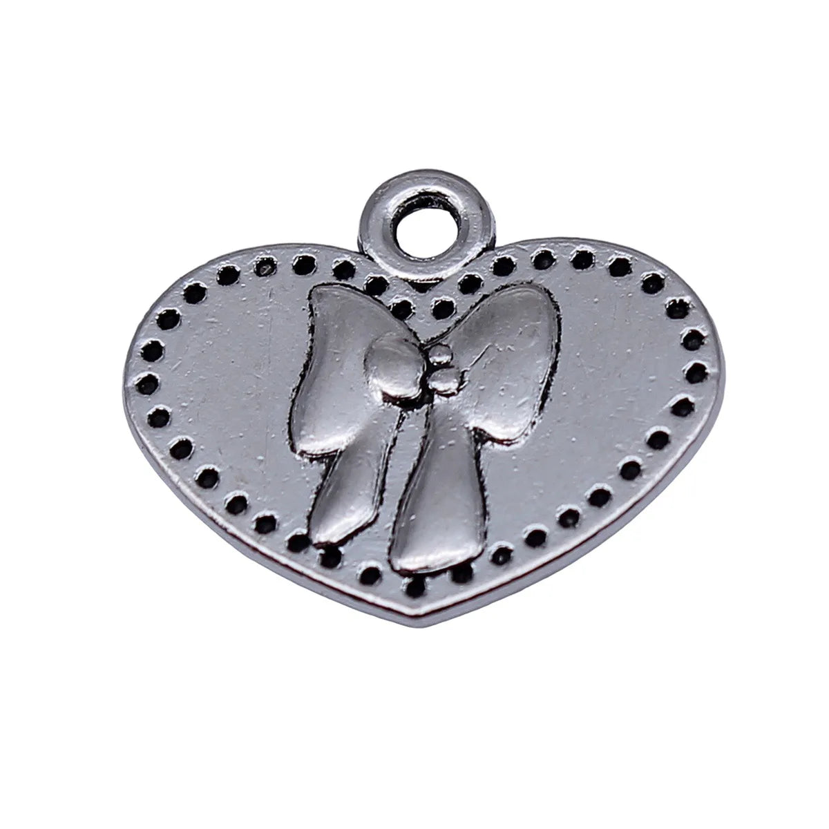 19x16mm 1.5g Antique Silver Zinc Alloy Bowknot Heart Butterfly Charm Pendant for DIY Jewelry Making
