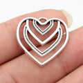 25x24mm 2.5g Antique Silver Zinc Alloy Hollow Heart Charm Pendant for DIY Necklace Bracelet Making