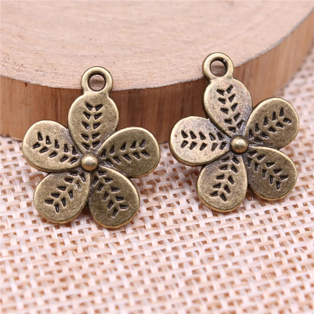 19x16mm 1.6g Multicolor Zinc Alloy Double Sided Flower Charm Pendant for DIY Bracelet Necklace Making