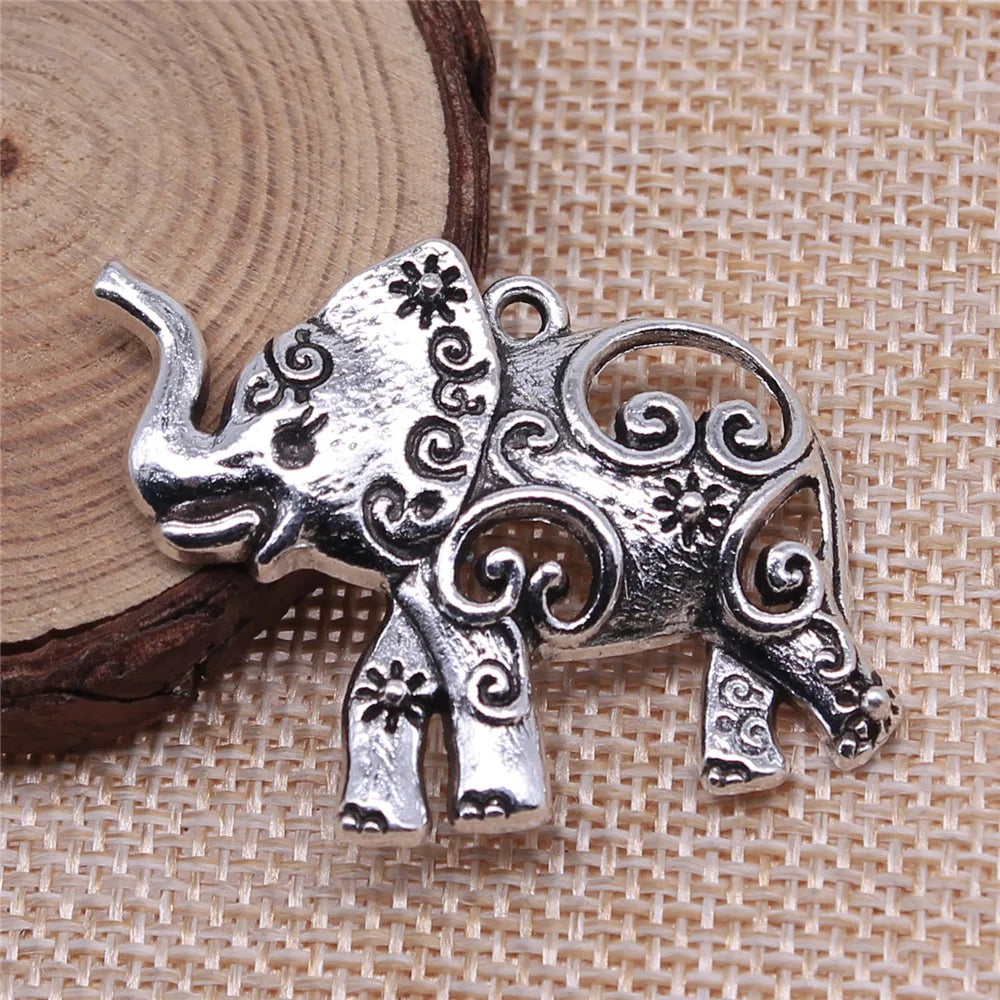 34x31mm 8g Antique Silver Zinc Alloy Elephant Charm Pendant for DIY Necklace Bracelet Jewelry