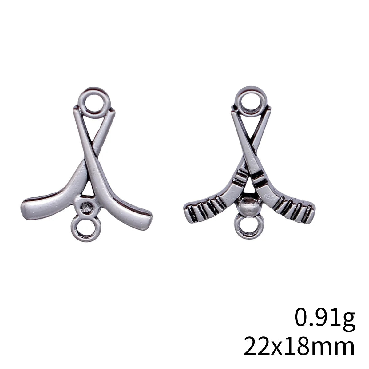 22x18mm 0.91g Antique Silver Zinc Alloy Ice Hockey Stick Connector Charm for DIY Bracelet Jewelry