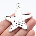 72x56mm 12.3g Antique Silver Zinc Alloy Hammered Starfish Charm Pendant for Beach Jewelry Making