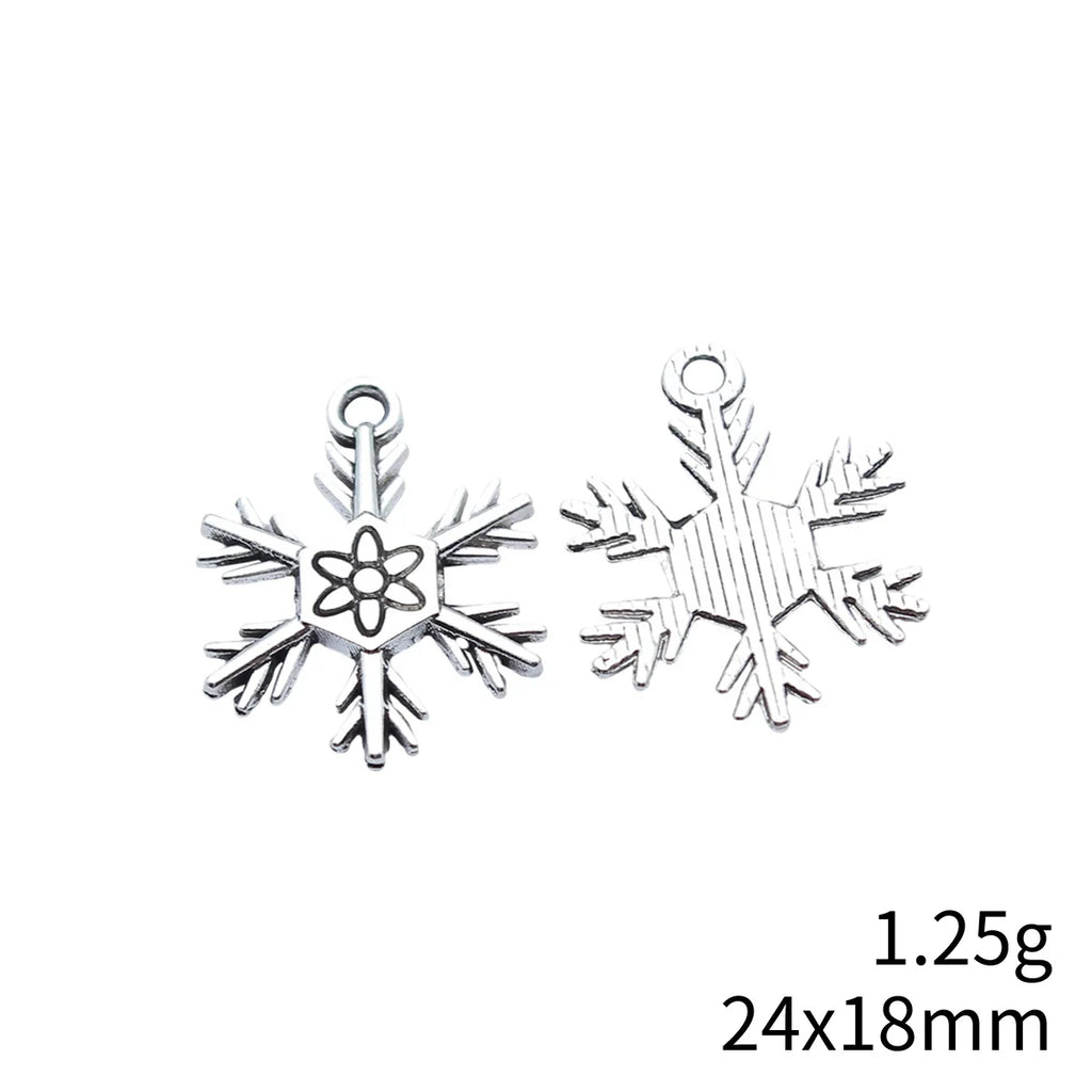 24x18mm 1.25g Antique Silver Zinc Alloy Snowflake Charm Pendant for DIY Winter Jewelry Making