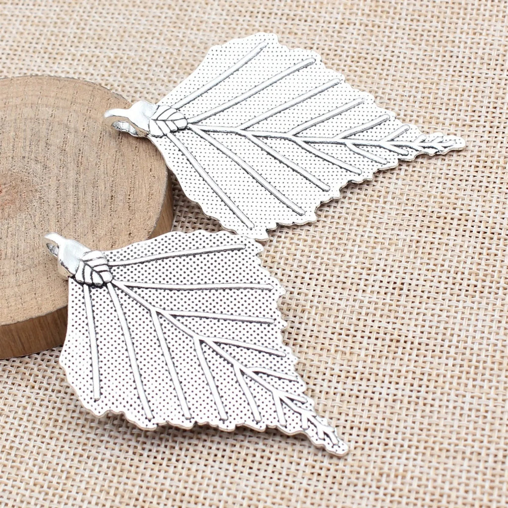 70x44mm 12.9g Antique Silver Zinc Alloy Large Tree Leaf Charm Pendant for DIY Necklace Jewelry Making