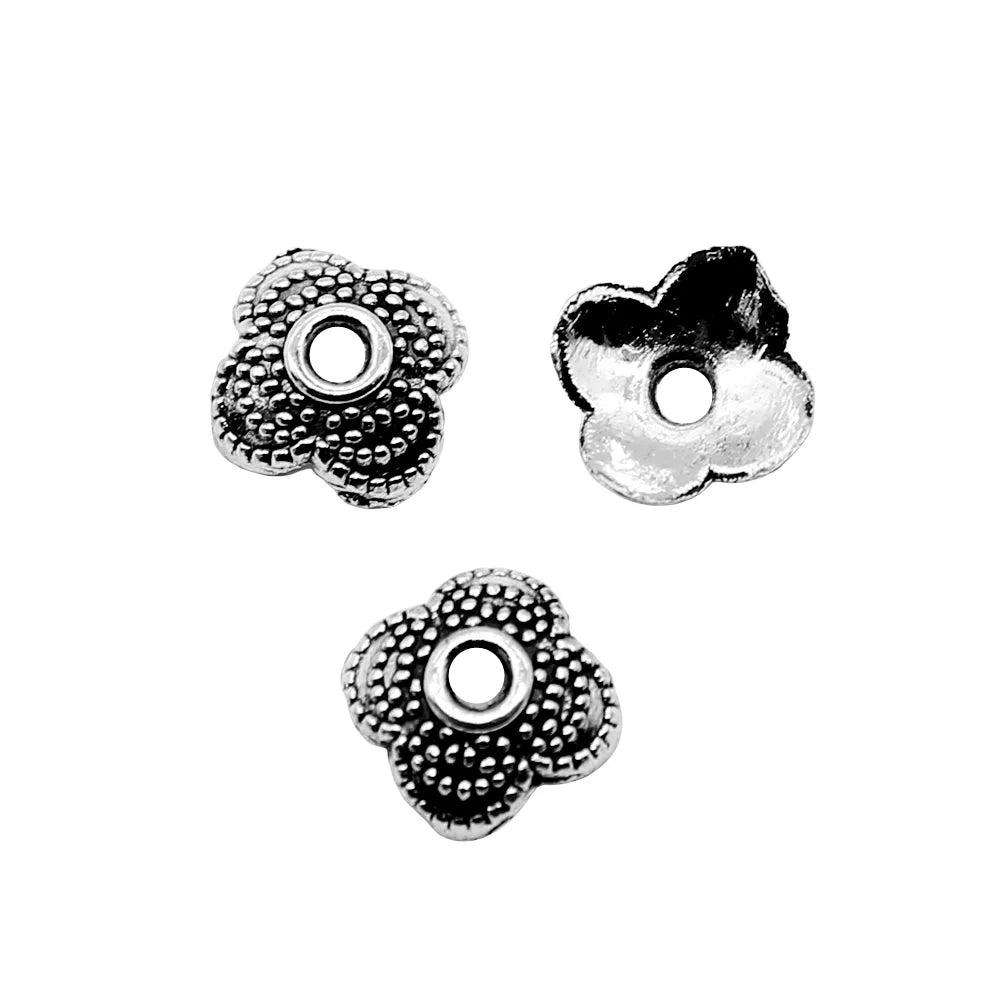 8x8mm 0.3g Antique Silver Zinc Alloy Flower Bead Caps Jewelry Findings for DIY Beaded Jewelry