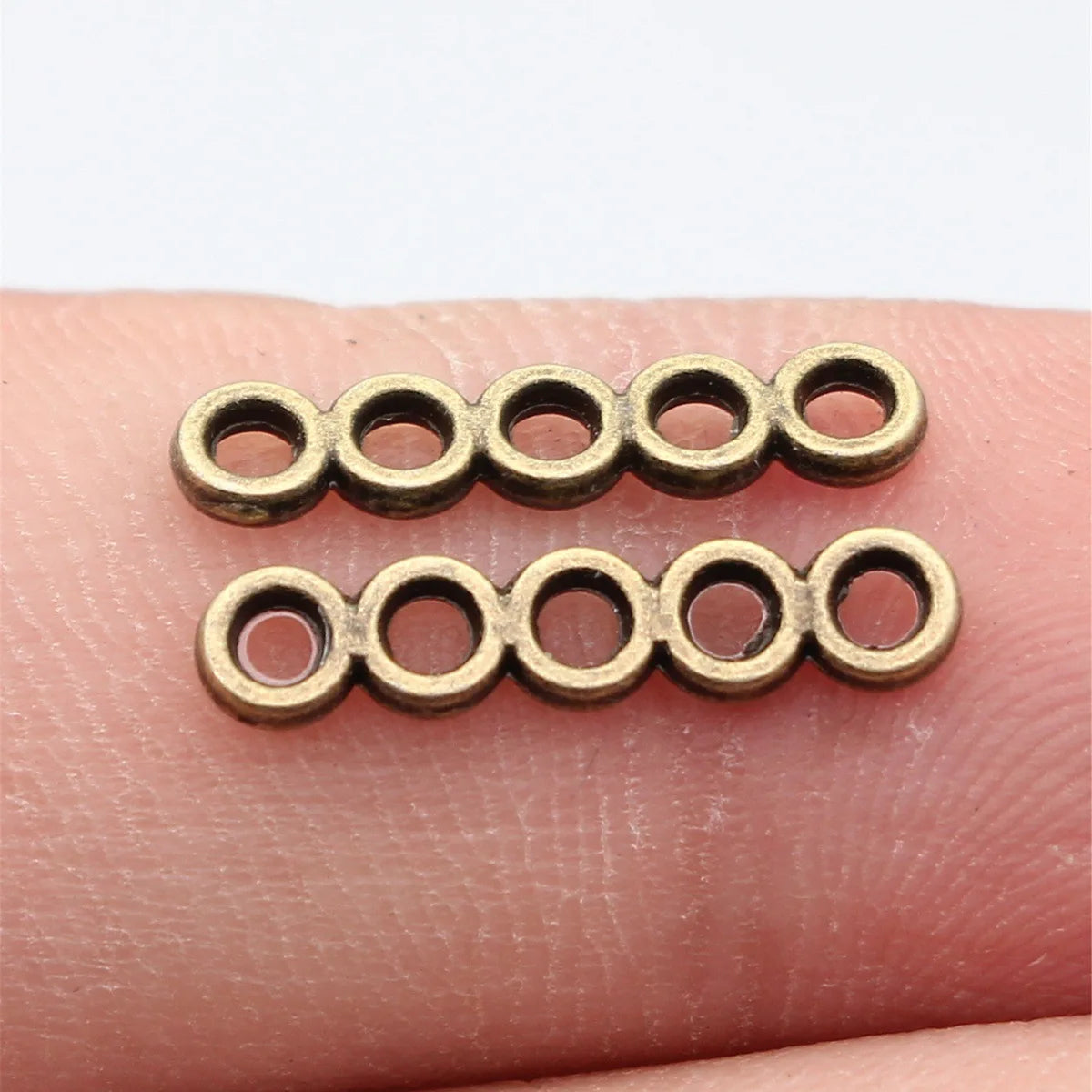 17x4mm 0.29g Antique Bronze Zinc Alloy Five-Hole Connector Charm for DIY Bracelet Jewelry Making