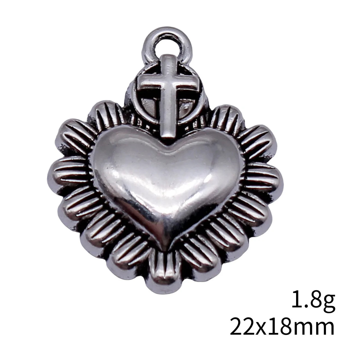 22x18mm 1.8g Antique Silver Zinc Alloy Gothic Cross Heart Charm Pendant for DIY Necklace Jewelry