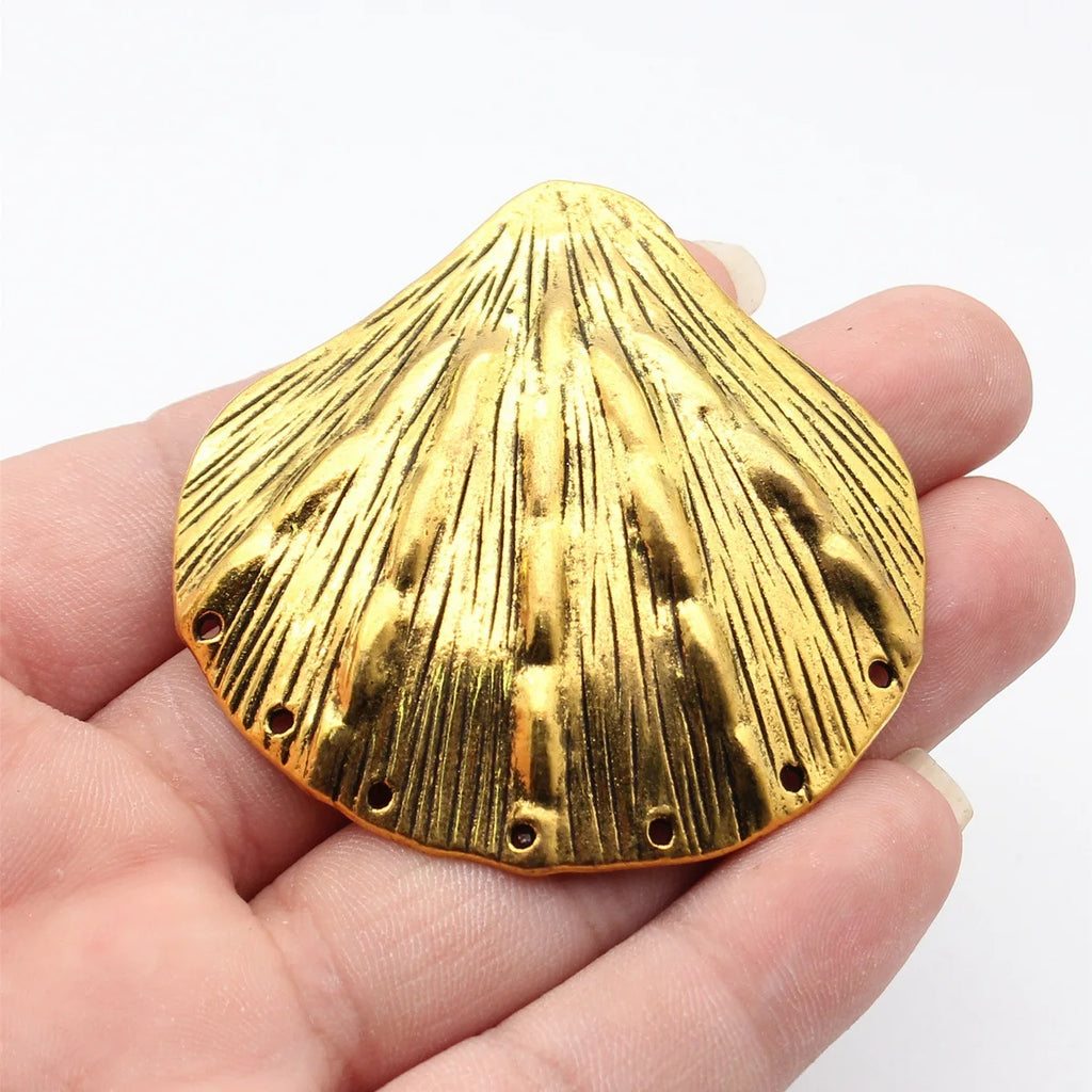 61x60mm 16.1g Antique Gold Zinc Alloy Shell Connector Charm for DIY Necklace Jewelry Making