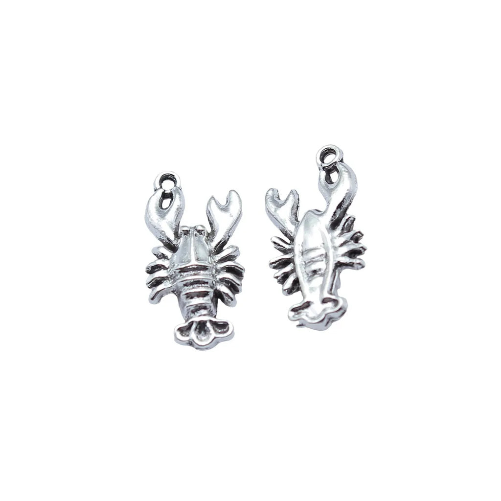 21x10mm 1.55g Antique Silver Zinc Alloy Lobster Charm Pendant for DIY Necklace Bracelet Jewelry Making