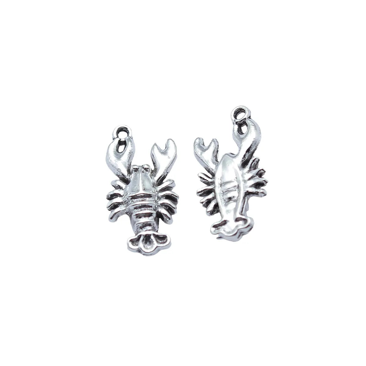 21x10mm 1.55g Antique Silver Zinc Alloy Lobster Charm Pendant for DIY Necklace Bracelet Jewelry Making
