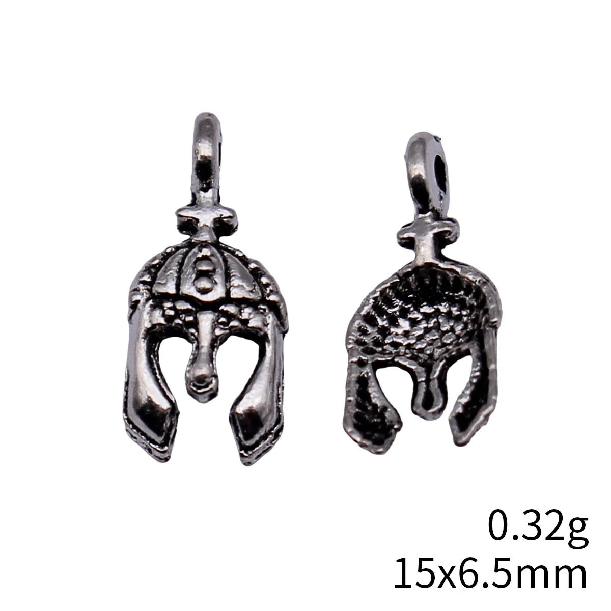 15x6.5mm 0.32g Antique Silver Zinc Alloy Warrior Helmet Charm Pendant for DIY Jewelry Making