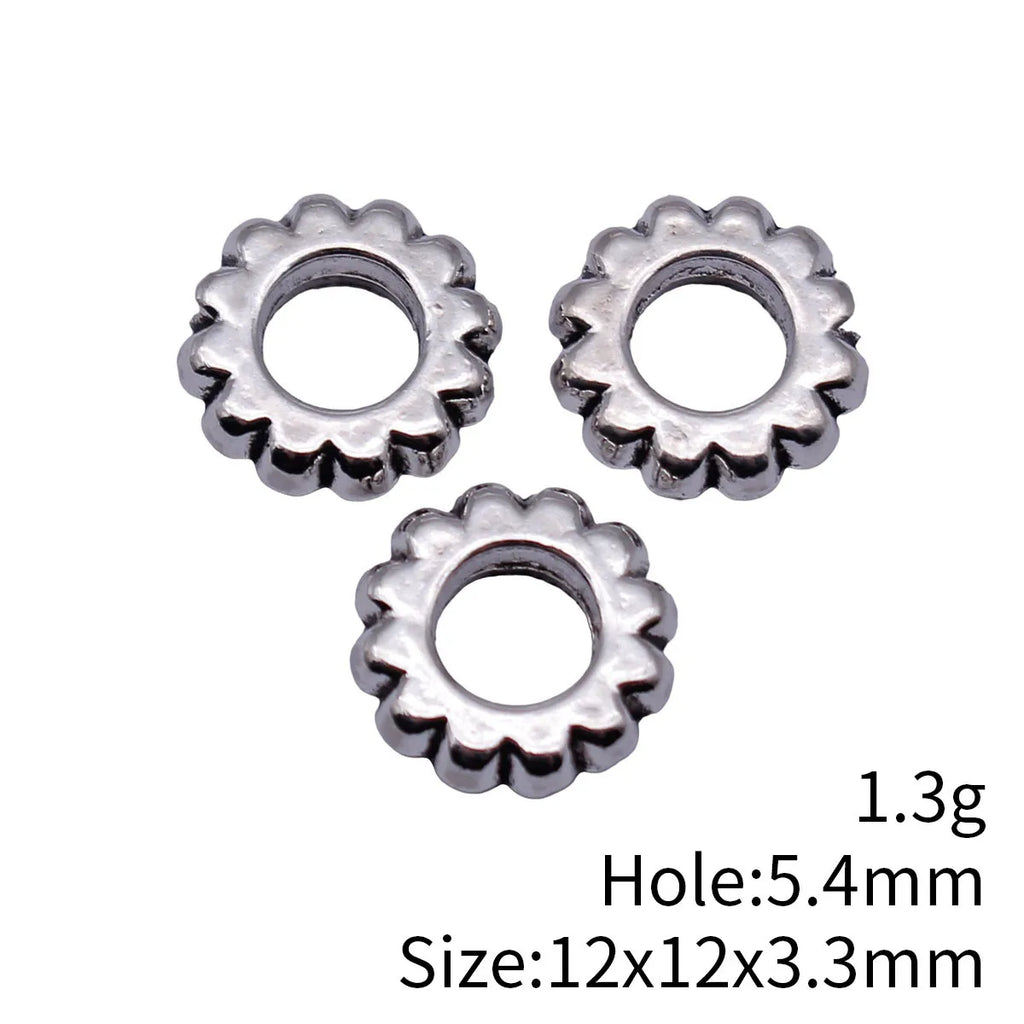12x12x3.3mm 1.3g Antique Silver Zinc Alloy Gear Texture Spacer Beads for DIY Bracelet Jewelry Making
