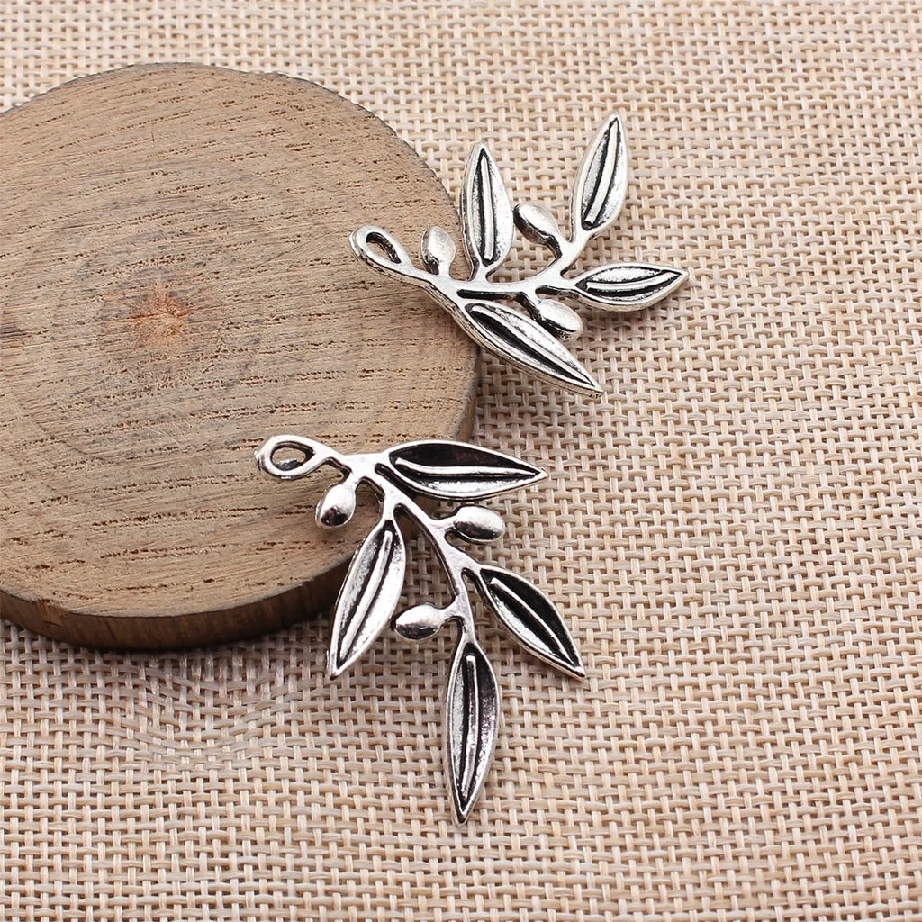 39x30mm 4.4g Multicolor Zinc Alloy Olive Branch Charm Pendant for DIY Necklace Bracelet Jewelry