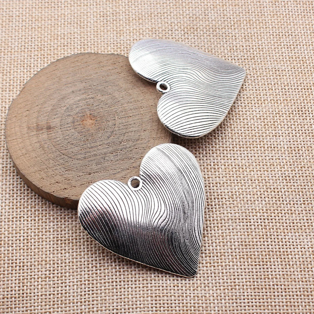 49x47x5.9mm 39.1g Antique Silver Zinc Alloy Wavy Heart Large Charm Pendant for DIY Necklace Making