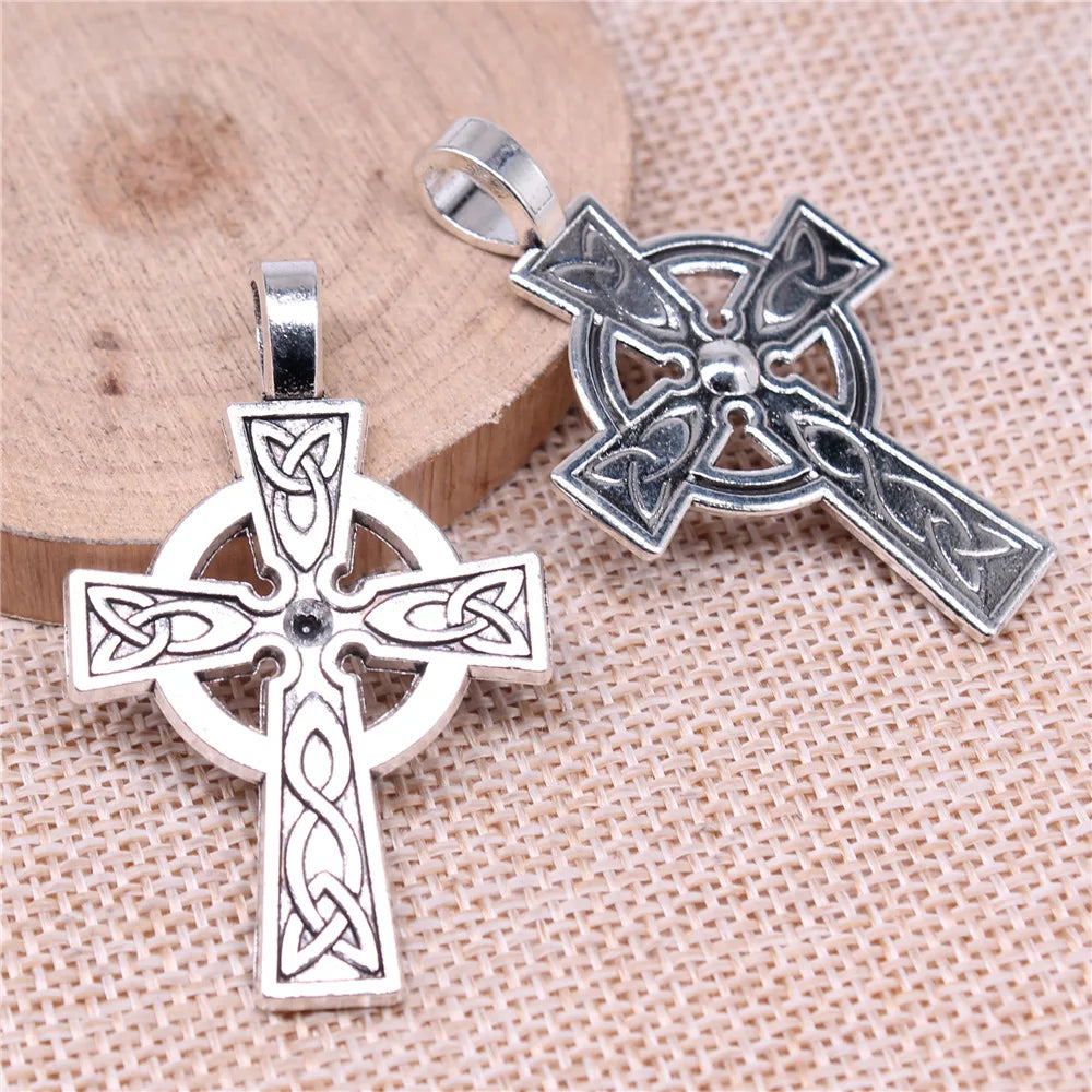 50x31mm 6.75g Antique Silver Zinc Alloy Celtic Knot Cross Charm Pendant for DIY Necklace Jewelry Making