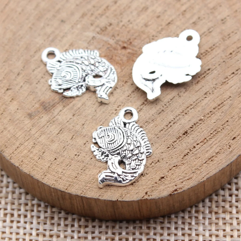 17x12mm 0.8g Antique Silver Zinc Alloy Koi Fish Charm Pendant for DIY Necklace Bracelet Jewelry Making