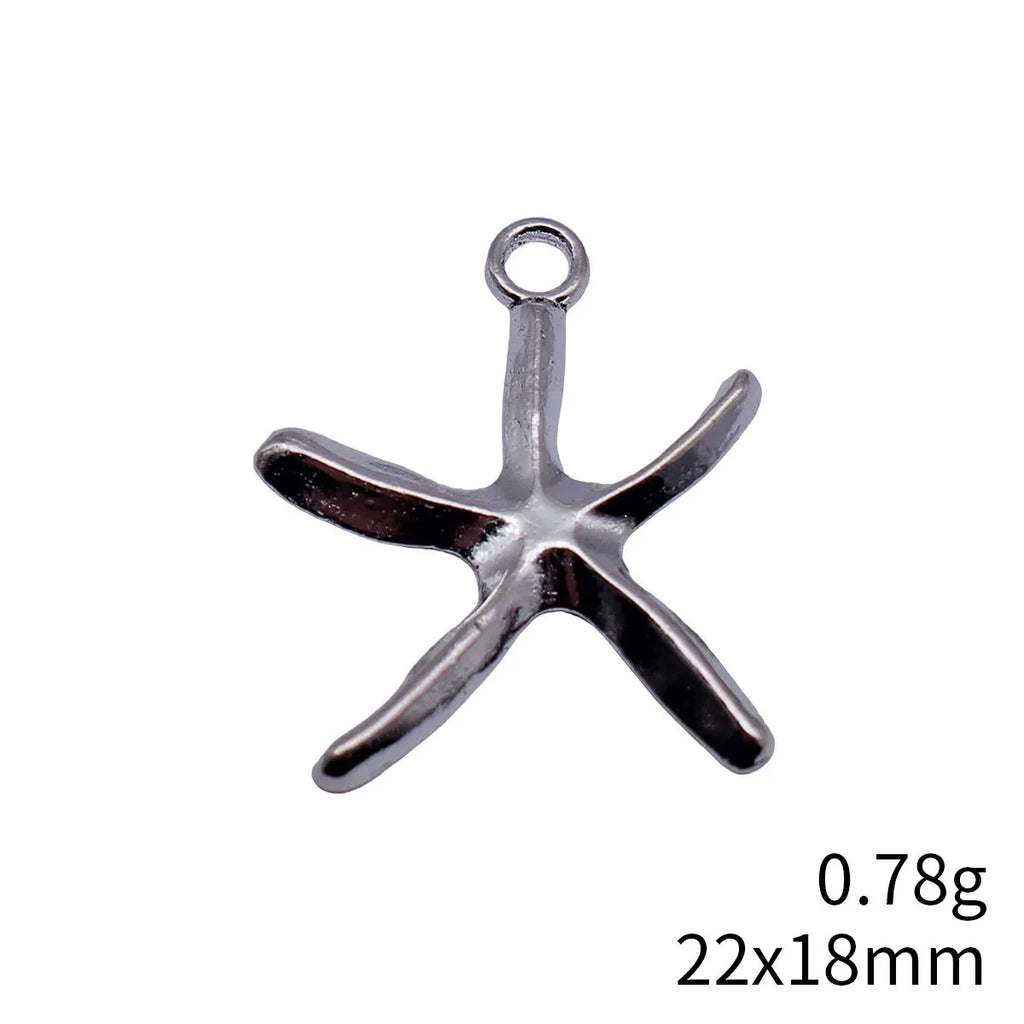 22x18mm 0.78g Antique Silver Zinc Alloy Starfish Charm Pendant for DIY Necklace Bracelet Making