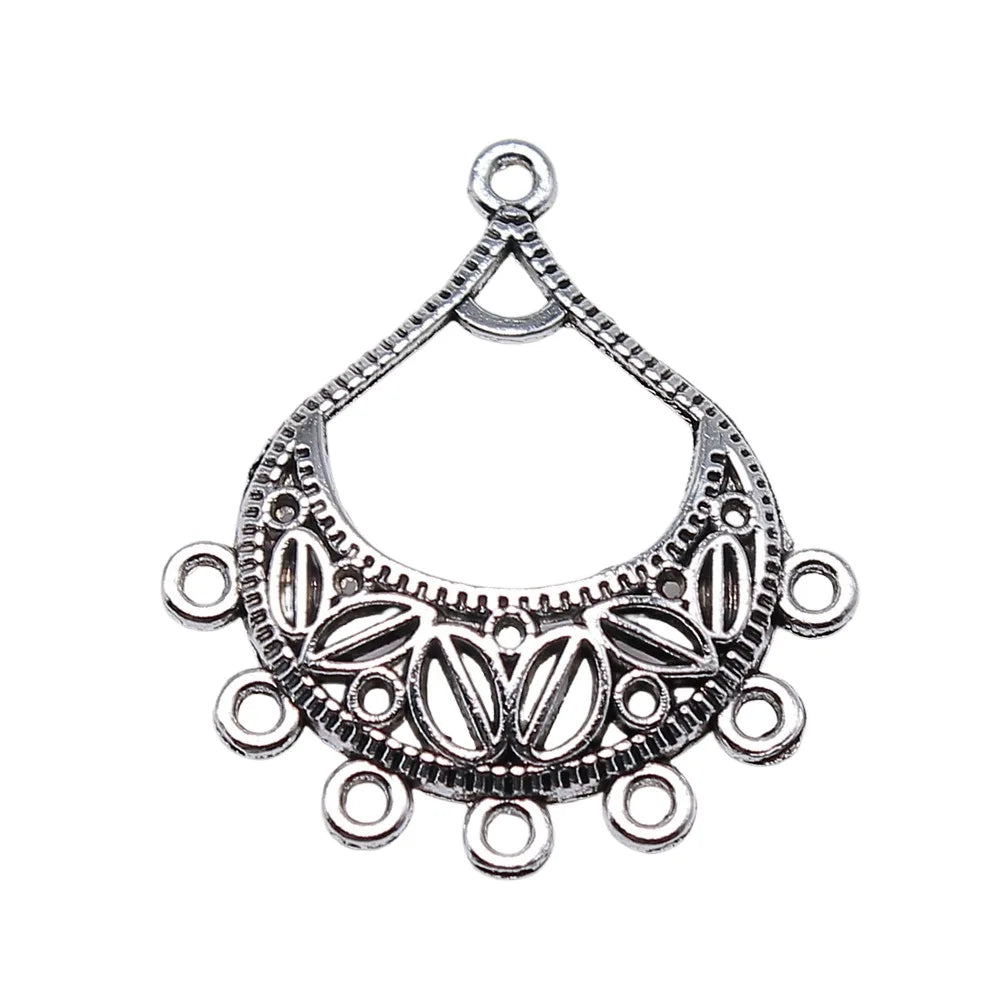 34x30mm 2.3g Antique Silver Zinc Alloy Earring Connector Charm Findings for DIY Dangle Earrings Making