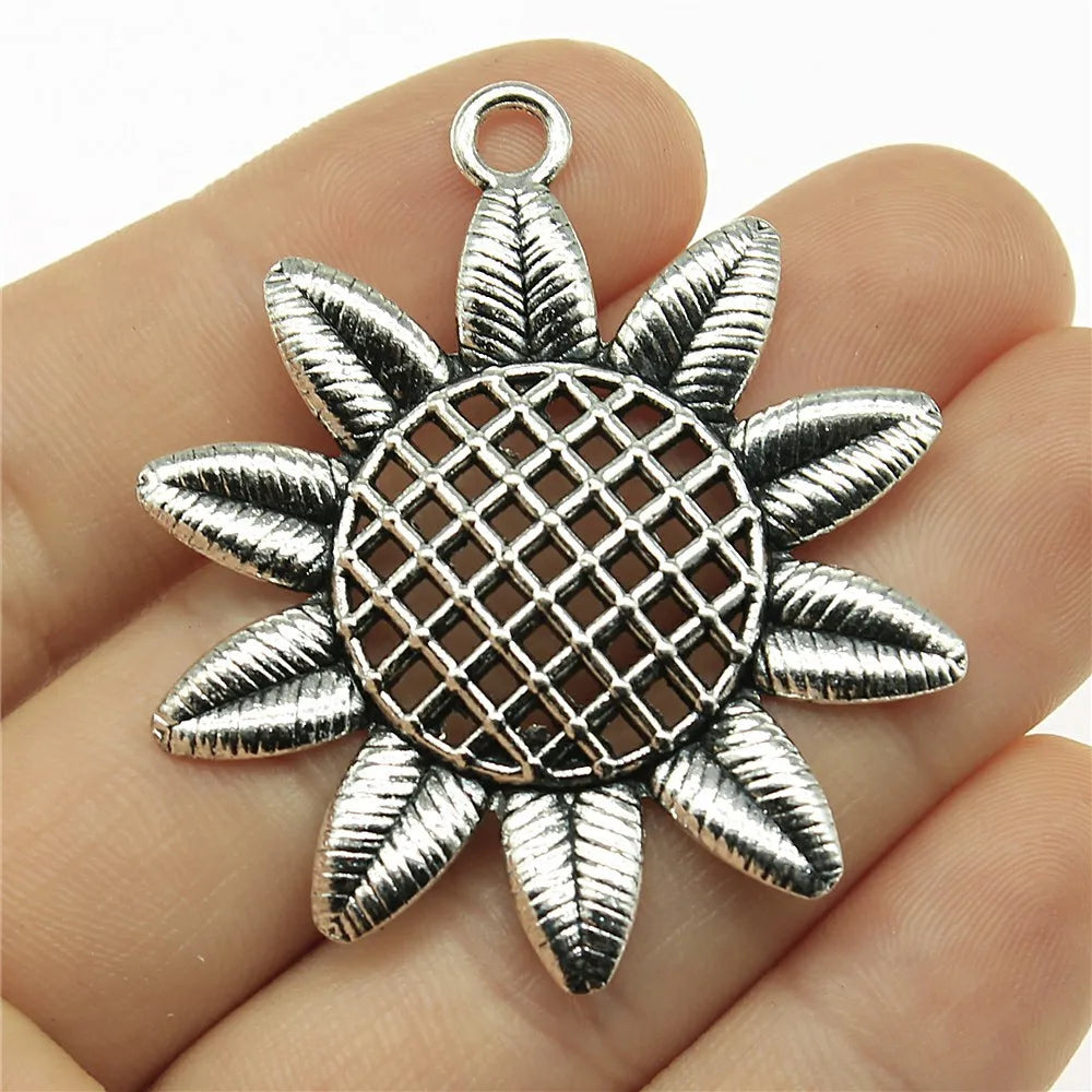 49x43mm 7.9g Multicolor Zinc Alloy Sunflower Charm Pendant for DIY Necklace Bracelet Jewelry Making