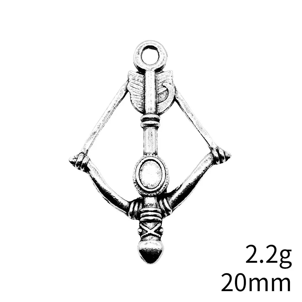24x35mm 1.6g Antique Silver Zinc Alloy Bow and Arrow Charm Pendant for DIY Necklace Making