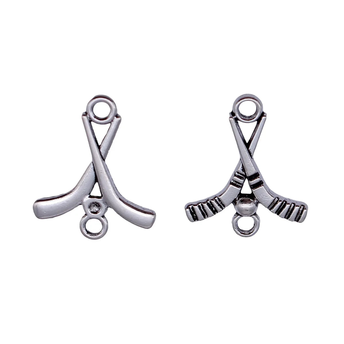 22x18mm 0.91g Antique Silver Zinc Alloy Ice Hockey Stick Connector Charm for DIY Bracelet Jewelry