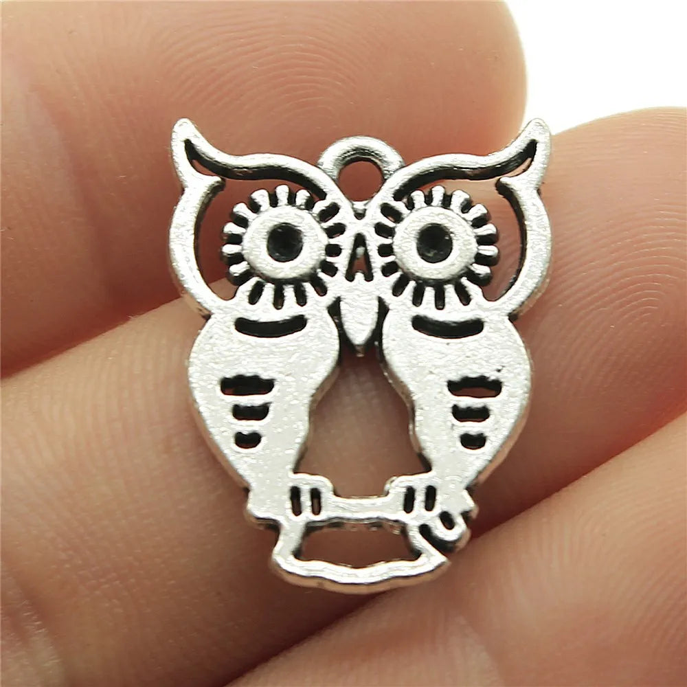 23x19mm 2.5g Antique Silver Zinc Alloy Owl Cat Charm Pendant for DIY Necklace Bracelet Jewelry Making