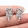 29x17mm 1.6g Antique Silver Zinc Alloy Plantain Fan Charm Pendant for DIY Necklace Jewelry Making
