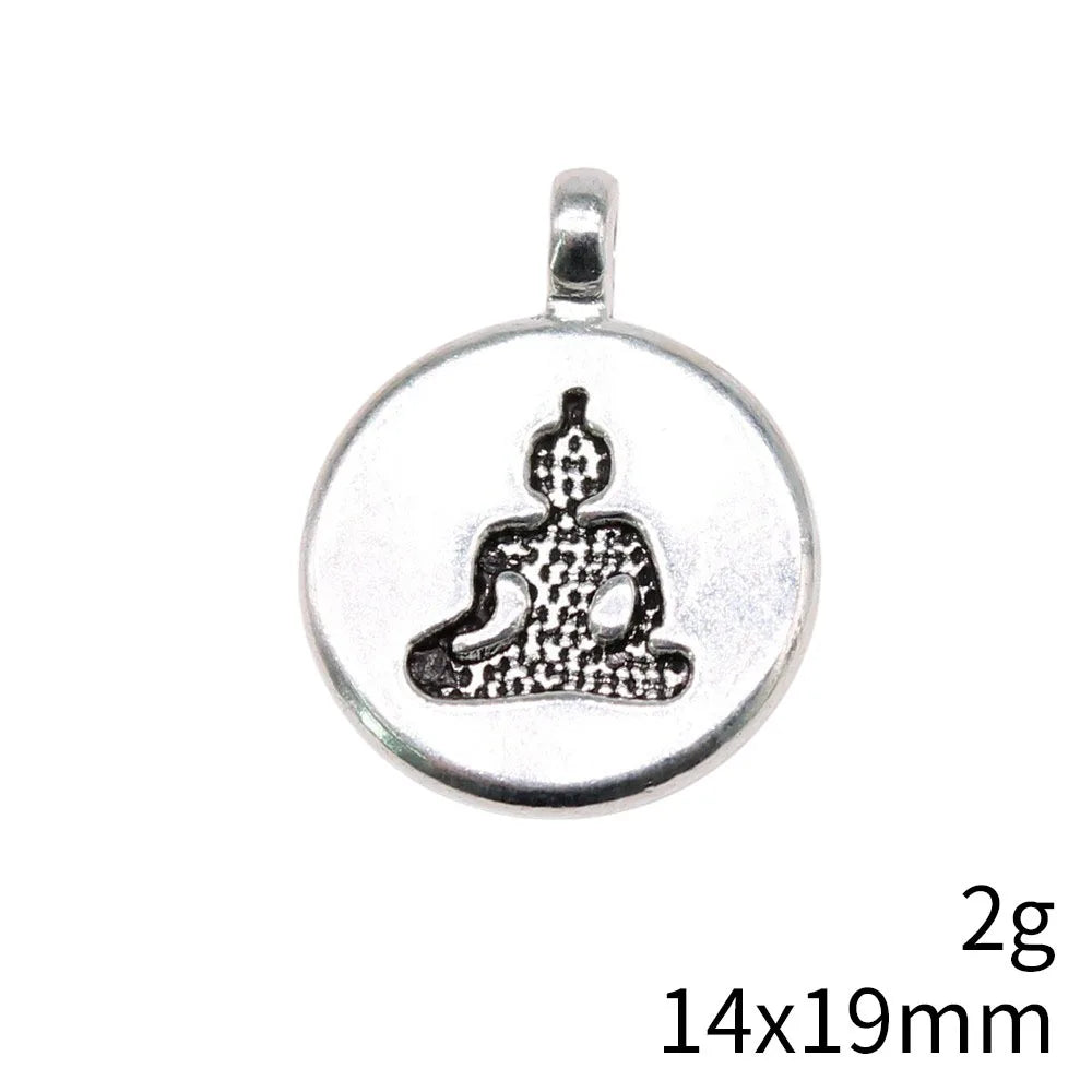 19x15mm 2g Multicolor Zinc Alloy Double Sided Buddha Charm Pendant for DIY Necklace Jewelry Making