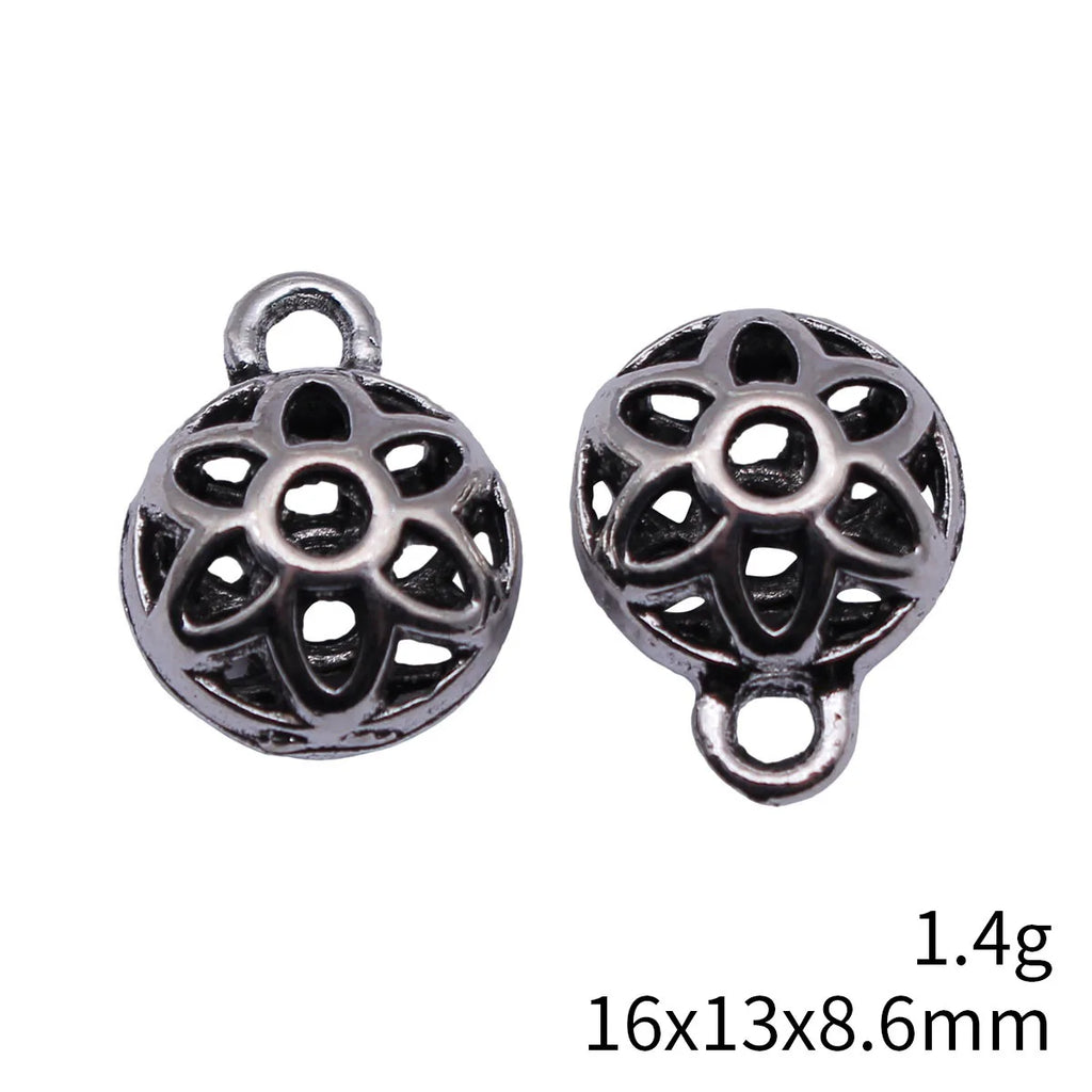 16x13x8.6mm 1.4g Antique Silver Zinc Alloy 3D Hollow Flower Charm Pendant for DIY Earrings and Jewelry Making
