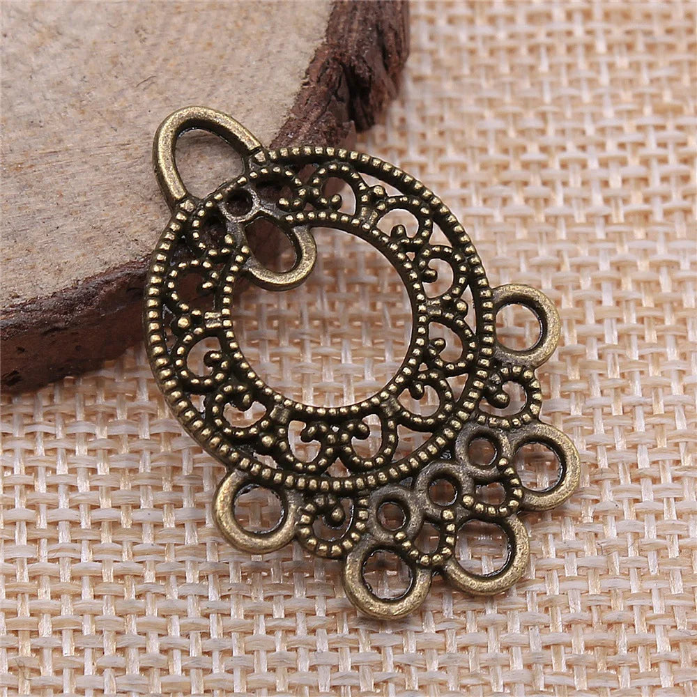 36x26mm 3.1g Multicolor Zinc Alloy Round Hollow Earring Connector Charm for DIY Earrings Jewelry Making